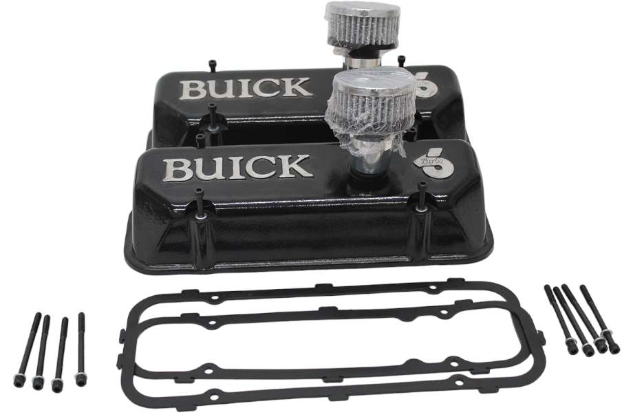Champion Turbo Buick CNC Series Valve Covers "Buick" Black Powder Coated SET w/ Rubber Gasket